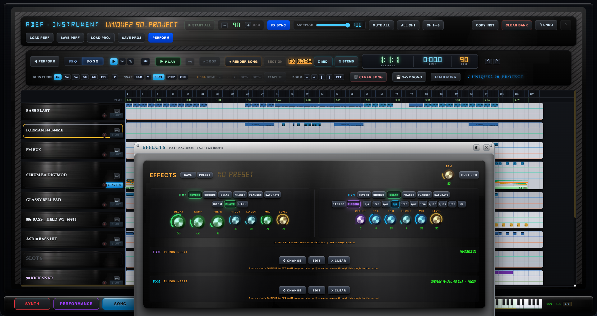 EFFECTS — FX1-4 and plugin inserts