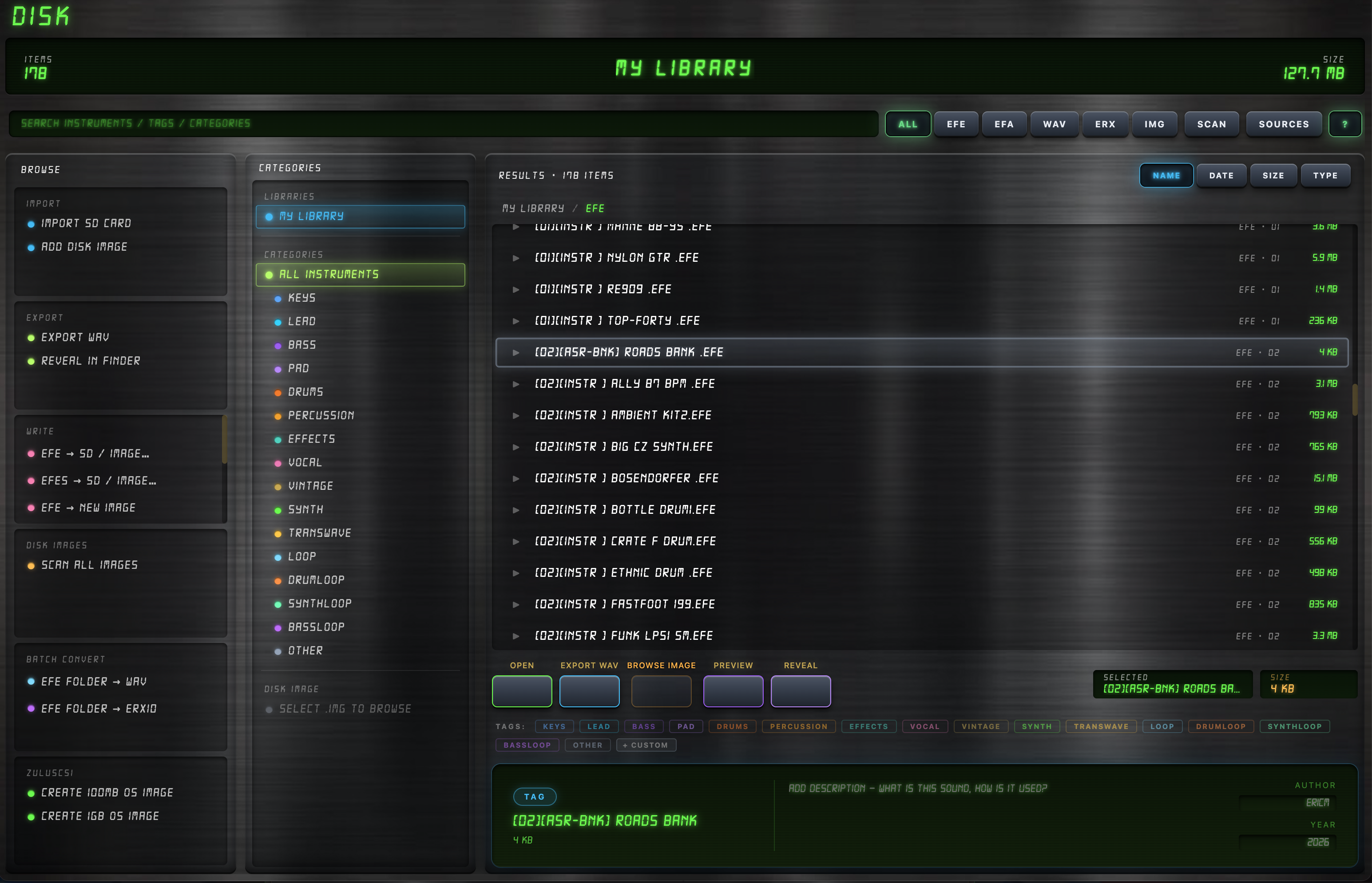 ERX10 Sample Library Control